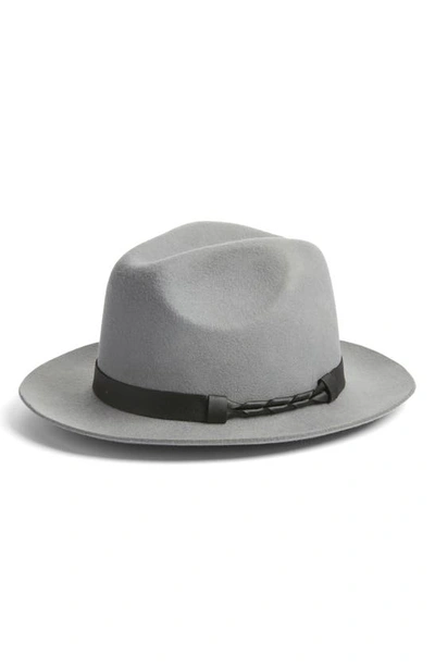 Shop Nordstrom Braided Trim Wool Fedora In Grey Combo