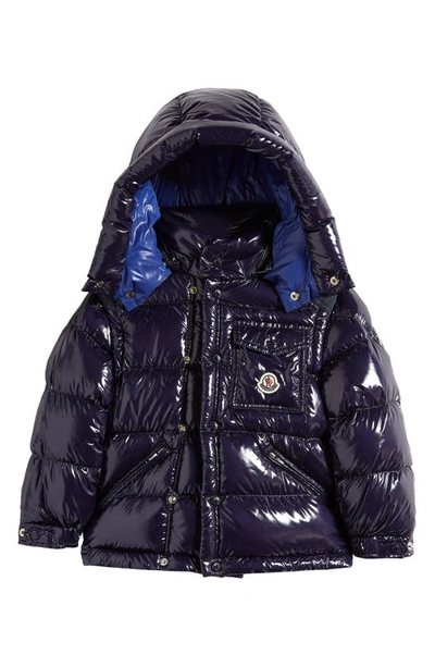 Shop Moncler Kids' Karakorum Ripstop Enfant Down Convertible Jacket In Dark Blue