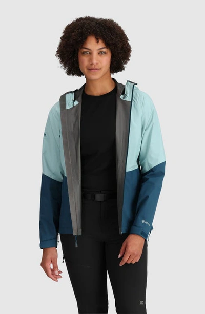 Shop Outdoor Research Aspire Ii Colorblock Gore-tex® Rain Jacket In Sage/ Harbor