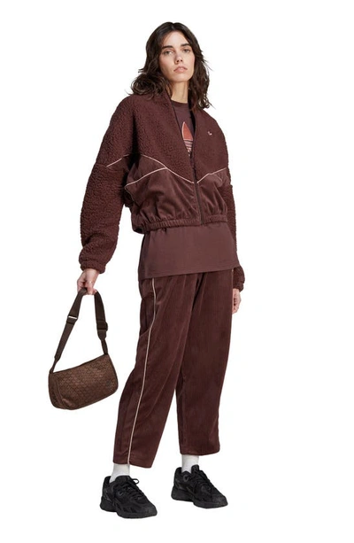 Shop Adidas Originals Adidas Recycled Polyester Corduroy Crop Pants In Shadow Brown
