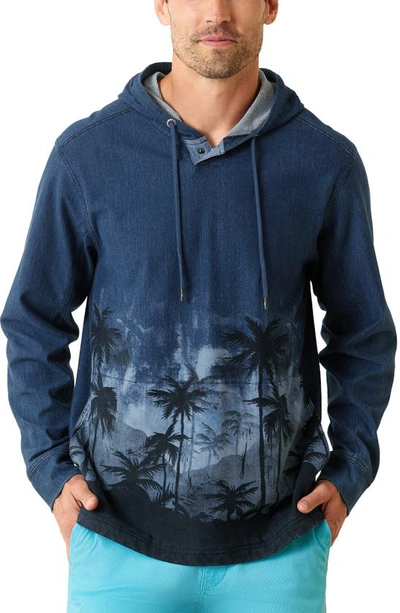 Shop Tommy Bahama Palm Flurry Baja Pullover Hoodie In Indigo