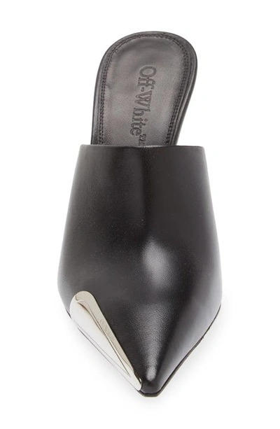 Shop Off-white Allen Heel Pointed Toe Mule In Black/ Silver