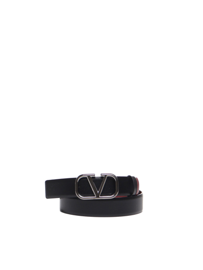 Shop Valentino Vlogo Signature Reversible Belt In Nero-rubino