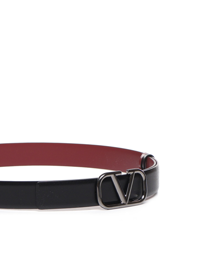 Shop Valentino Vlogo Signature Reversible Belt In Nero-rubino