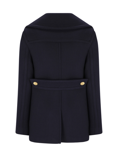 Shop Valentino Solid Caban Coat In Navy