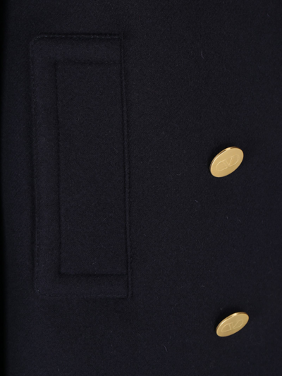 Shop Valentino Solid Caban Coat In Navy
