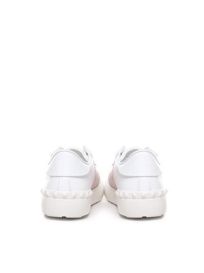 Shop Valentino Open Whie, Pink Leather Sneakers In Bianco/water Rose/bianco