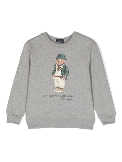 Shop Ralph Lauren Grey Polo Bear Crew-neck Sweatshirt In Grigio