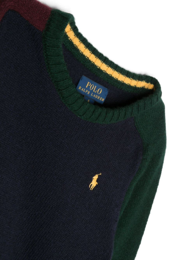 Shop Ralph Lauren Red, Blue And Green Wool And Cashmere Pullover