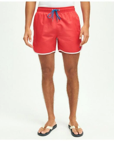 Shop Brooks Brothers 5" Stretch Montauk Solid Swim Trunks | Red | Size Xl