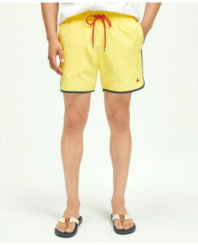 Shop Brooks Brothers 5" Stretch Montauk Solid Swim Trunks | Yellow | Size Xl