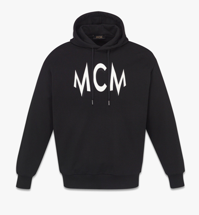 Shop Mcm Floral Print Logo Hoodie In Organic Cotton In Black