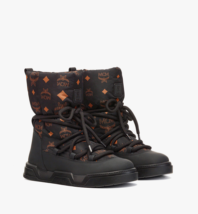 Shop Mcm Skyward Hi Sneaker Boot In Monogram Nylon In Black