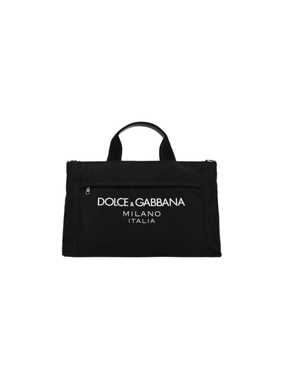Shop Dolce & Gabbana Nylon Handbag With Logo Print