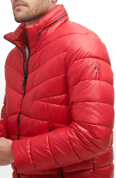 Kenneth Cole New York Hooded Puffer Jacket In Red
