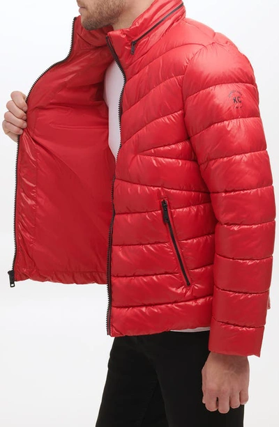 Kenneth Cole New York Hooded Puffer Jacket In Red