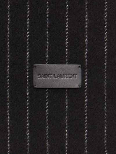 Shop Saint Laurent Striped Scarf With Logo