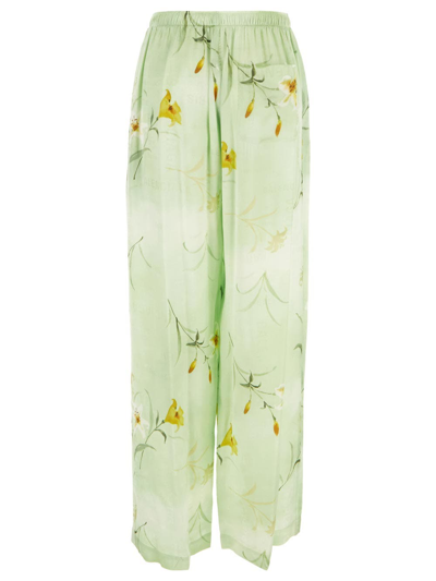 Shop Balenciaga Floral Trousers In Green