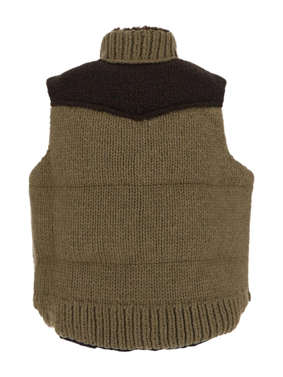 Shop Sacai Knit Puffed Vest In Beige
