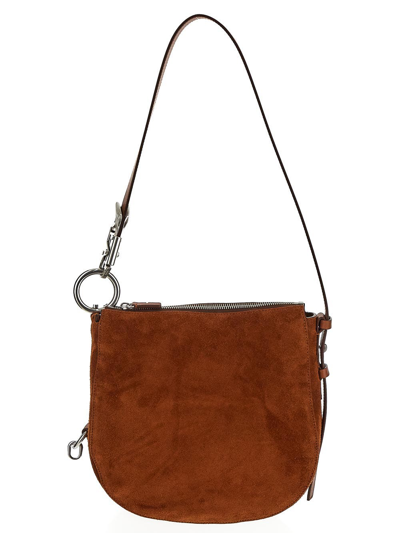 Shop Burberry Maxi Hook Shoulder Bag In Brown