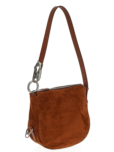 Shop Burberry Maxi Hook Shoulder Bag In Brown