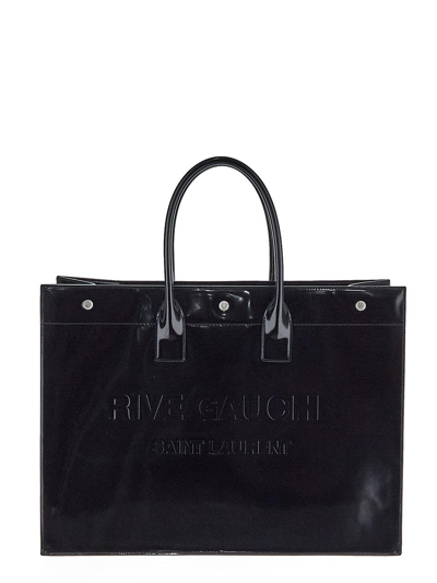 Shop Saint Laurent Rive Gauche Large Tote Bag In Black