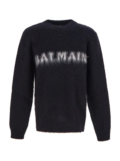 Shop Balmain Mohair Knitwear In Black