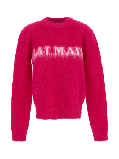 Shop Balmain Mohair Knitwear In Pink