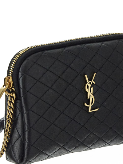 Shop Saint Laurent Gaby Chain Pouch In Black