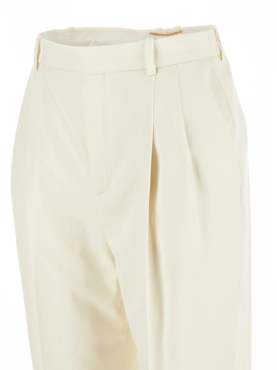 Shop Saint Laurent Pleated Sartorial Trousers In White