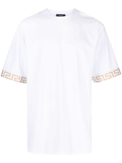 Shop Versace White La Greca Short-sleeved T-shirt