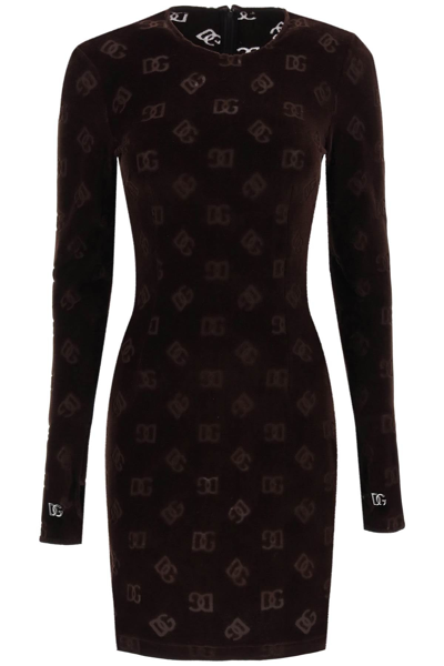 Shop Dolce & Gabbana Monogram Chenille Dress Women In Brown