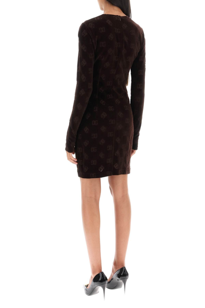 Shop Dolce & Gabbana Monogram Chenille Dress Women In Brown