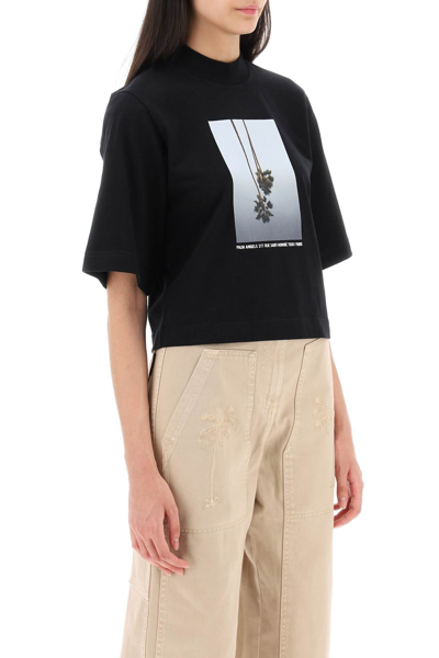 Shop Palm Angels Boxy T-shirt With Print Women In Black