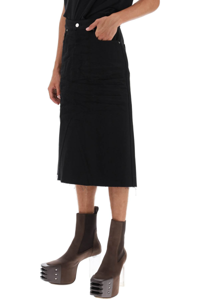 Shop Rick Owens Midi Denim Skirt Men In Black
