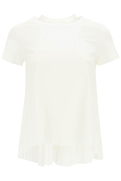 Shop Sacai Hybrid T-shirt Women In White