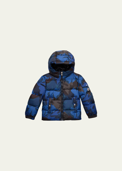 Shop Moncler Kid's Stevens Puffer Jacket In Medium Blue