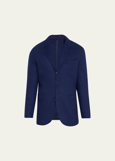 Shop Brunello Cucinelli Men's Cashmere Jersey Sport Coat In Cobalt