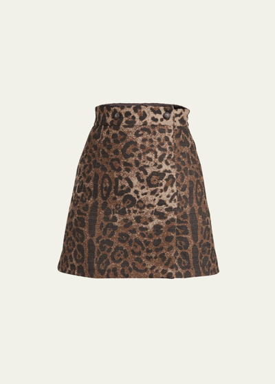 Shop Dolce & Gabbana Leopard Print Jacquard Mini Skirt In Print Leo