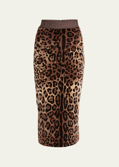 Shop Dolce & Gabbana Leopard Jacquard Chenille Pencil Skirt In Print Leo