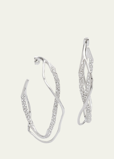 Shop Alexis Bittar Intertwined Pave Hoop Earrings In Silver
