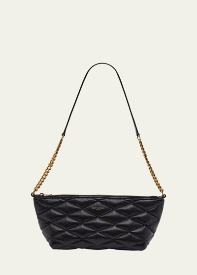 Shop Saint Laurent Zip Quilted Leather Shoulder Bag In 1000 Nero