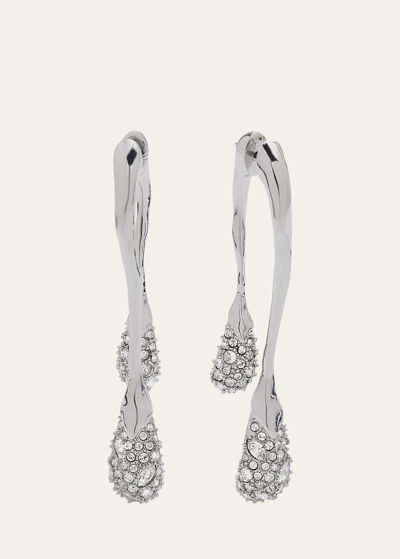 Shop Alexis Bittar Solanales Front-back Double Drop Crystal Earrings In Silver