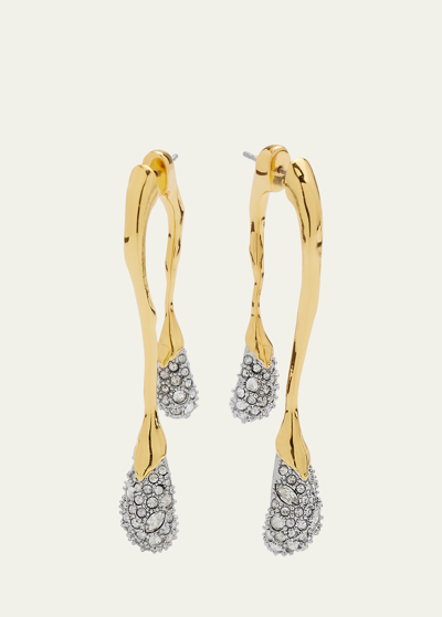 Shop Alexis Bittar Solanales Front-back Double Drop Crystal Earrings In Gold
