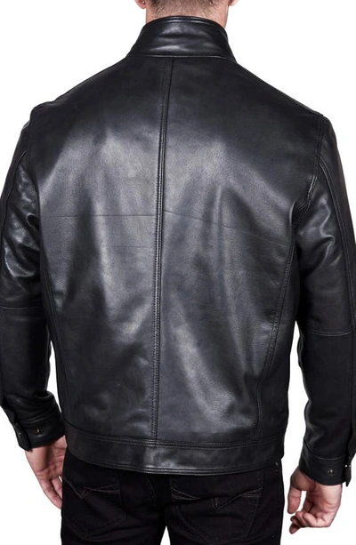 Missani Le Collezioni Leather Dickey Jacket In Black/ Cognac