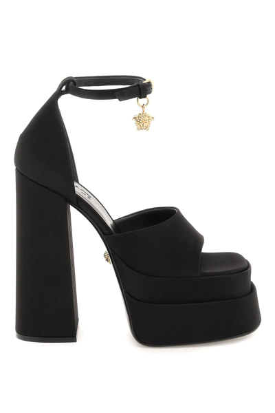 Shop Versace Medusa Aevitas Double Platform Sandals Women In Black