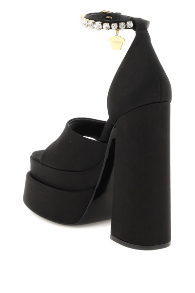 Shop Versace Medusa Aevitas Double Platform Sandals Women In Black