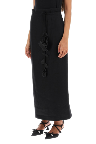 Shop Zimmermann 'luminosity' Pencil Skirt With Floral Belt Women In Black