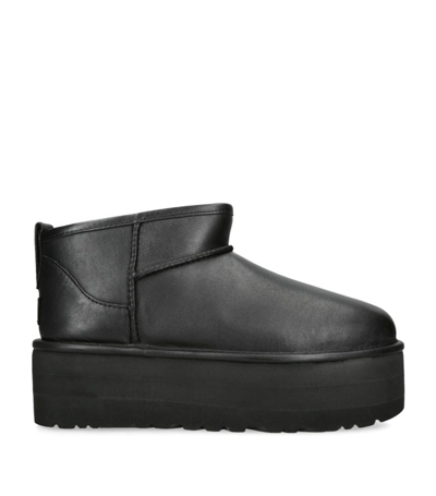 Shop Ugg Leather Classic Mini Platform Boots In Black