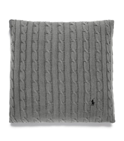 Shop Ralph Lauren Cable-knit Cushion Cover (45cm X 45cm) In Grey